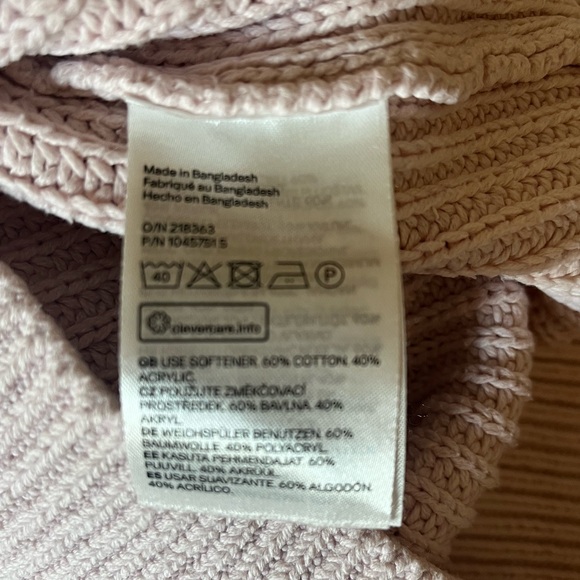 H&M Rib Knit Cardigan Light Pink, Size XS X-Small - Picture 11 of 12